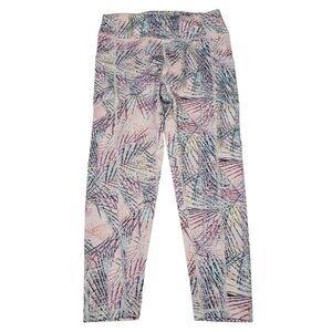 Pro Player Active‎ Athletic Leggings Capri Womens M Pink Lines Pockets Stretch